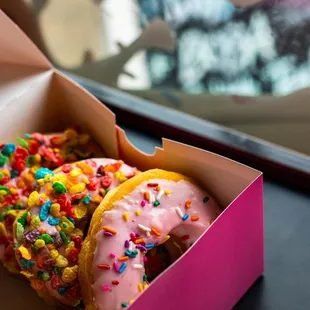 two donuts in a box
