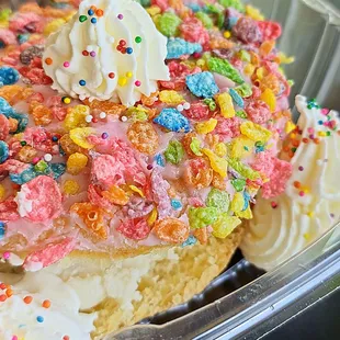 Fruity pebble donut ice cream sandwich