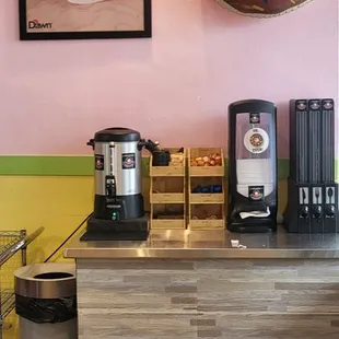 a doughnut and coffee machine