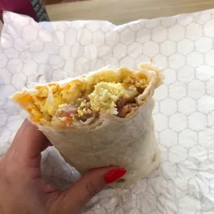Bacon breakfast burrito. So good.