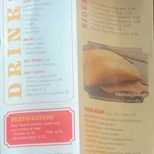 a picture of a menu