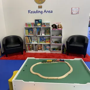 Our reading area is filled with books, puzzles and other activities.