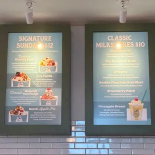 Sundaes and milkshakes