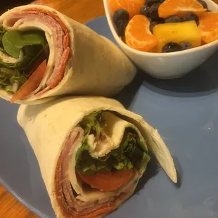 Seasonal Italian wrap and a cup of fresh fruit!