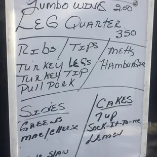 Daily menu