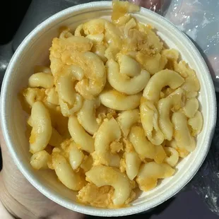  a bowl of macaroni and cheese