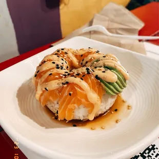 Salmon Avocado Sushi Donut