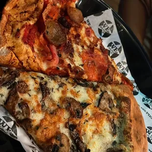two slices of pizza