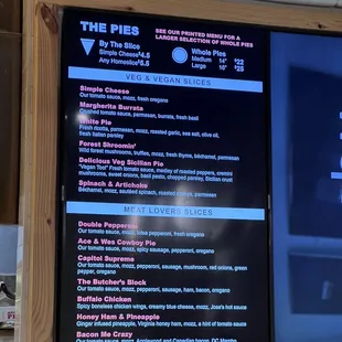 Pizza menu December 2022