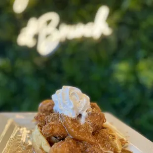 Peach cobbler chicken and waffles