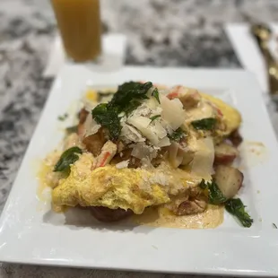 Seafood omelette