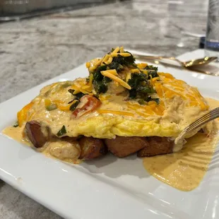 Seafood omelette
