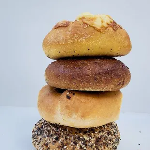 a stack of bagels