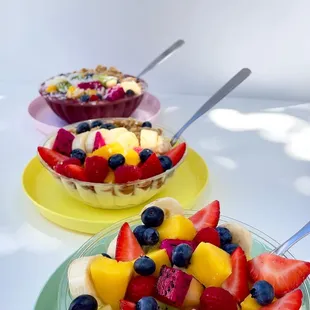 two bowls of fruit salad