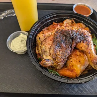 Theib meal (Senegalese national dish) with double vegetables and fresh ginger juice. 5*!