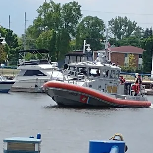 Coast Guard cutter patrolling the Sheboygan River.