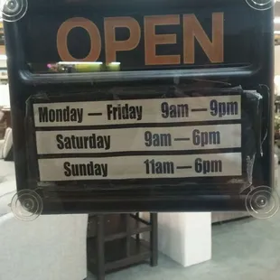 Current hours. 9/2016.