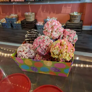 Basket full of Peep Corn Balls.