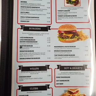 menu, burgers