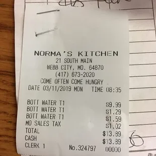 Looks like we got 3 bottled waters   1- Greek omelet  2- Coffee  3- cappuccino
