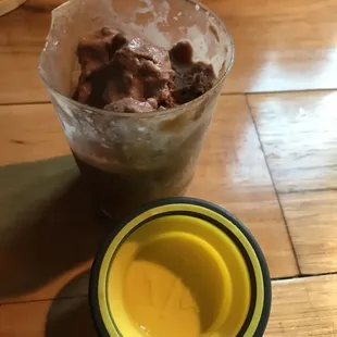 3/4 cup and pre-frozen for $5 I paid $15 for 3!  What a scam!