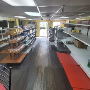 empty shelves in a grocery store