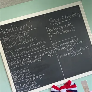 menu on chalkboard