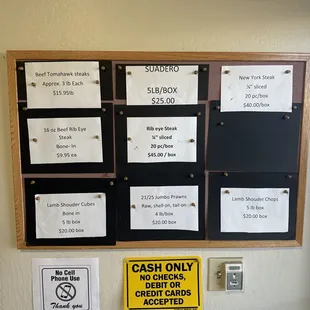 The board of deals for the day .