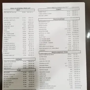 This is current list of prices.