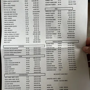 menu