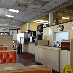 the inside of a restaurant