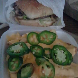 "knock-out" burger w/ grilled mushrooms and "knock out" fries... THE BEST JUICIEST BURGER EVER! THANK YOU LADIES!