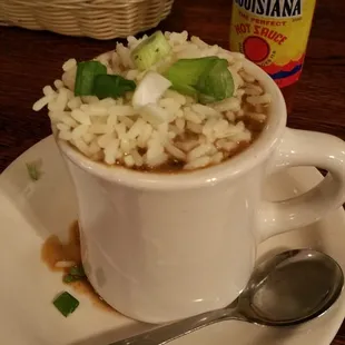 Gumbo, cilantro lime catfish quesdia