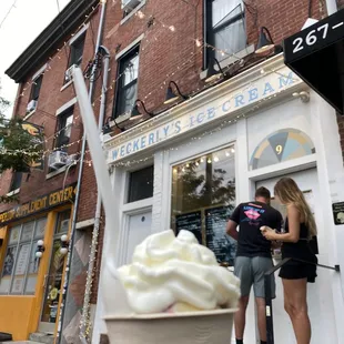 Store front and coriander current ice cream with sea salt whip.