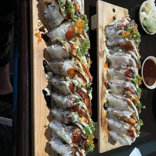 Kicx Unlimited (bottom) and Your Favorite Sushi Chef's Favorite Sushi Roll (top)