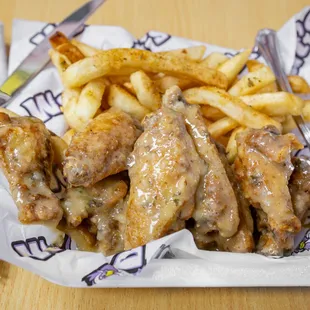 Garlic Parmesan Wings &amp; Cajun Creole Fries