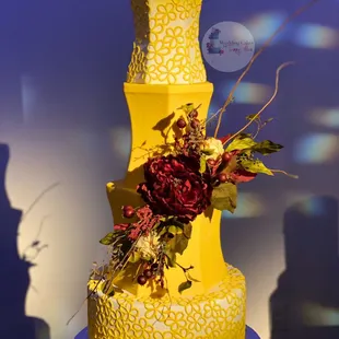 Unique work of art edible yellow wedding cake