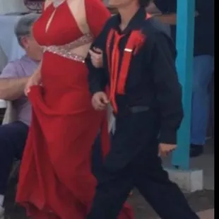 2 great friends walking down the Aisle for there Best Friends Wedding. Photo by Chasity Clark.