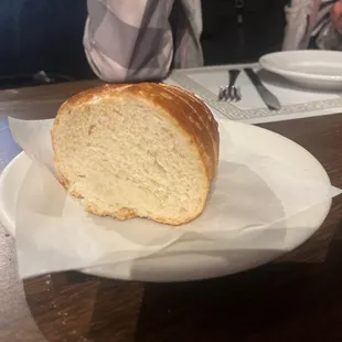 a piece of bread on a plate