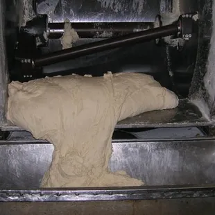 a dough being made in a machine