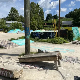Skate park at the end of the walkway