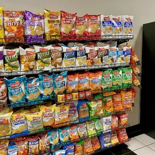 All kinds of chips and snacks