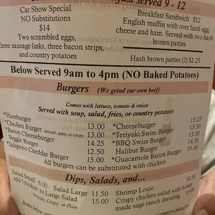 Car Show Menu