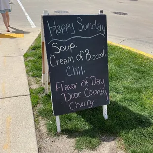 a chalkboard sign