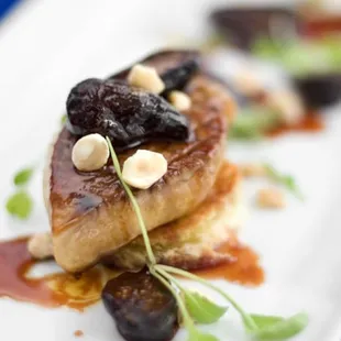 Grilled foie gras, confit figs and hazelnuts
