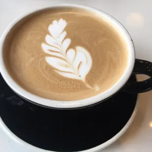 a cup of coffee on a saucer