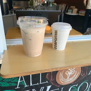 two cups of coffee on a table