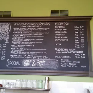 Really awesome latte menu. I got the hot molly. Now that's something!