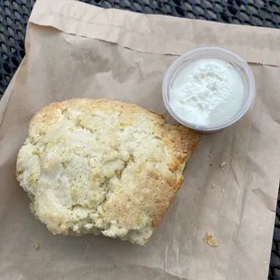 The most delicious scone on this side of the pond. Comes with Devon cream or jam.
