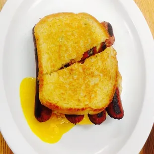 Polish sausage, egg on sourdough!